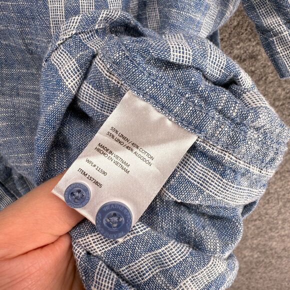 Weatherproof Vintage Shirt Men XL Blue Striped Button Up Collared Short Sleeve - Picture 5 of 8